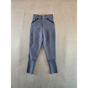 Free Ride Equestrian Breeches Kids 9-10 Slate Blue Full Seat Silicone Grip